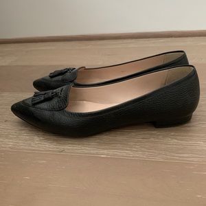 L. K. Bennett Dixie - black point toe leather flats, US size 10